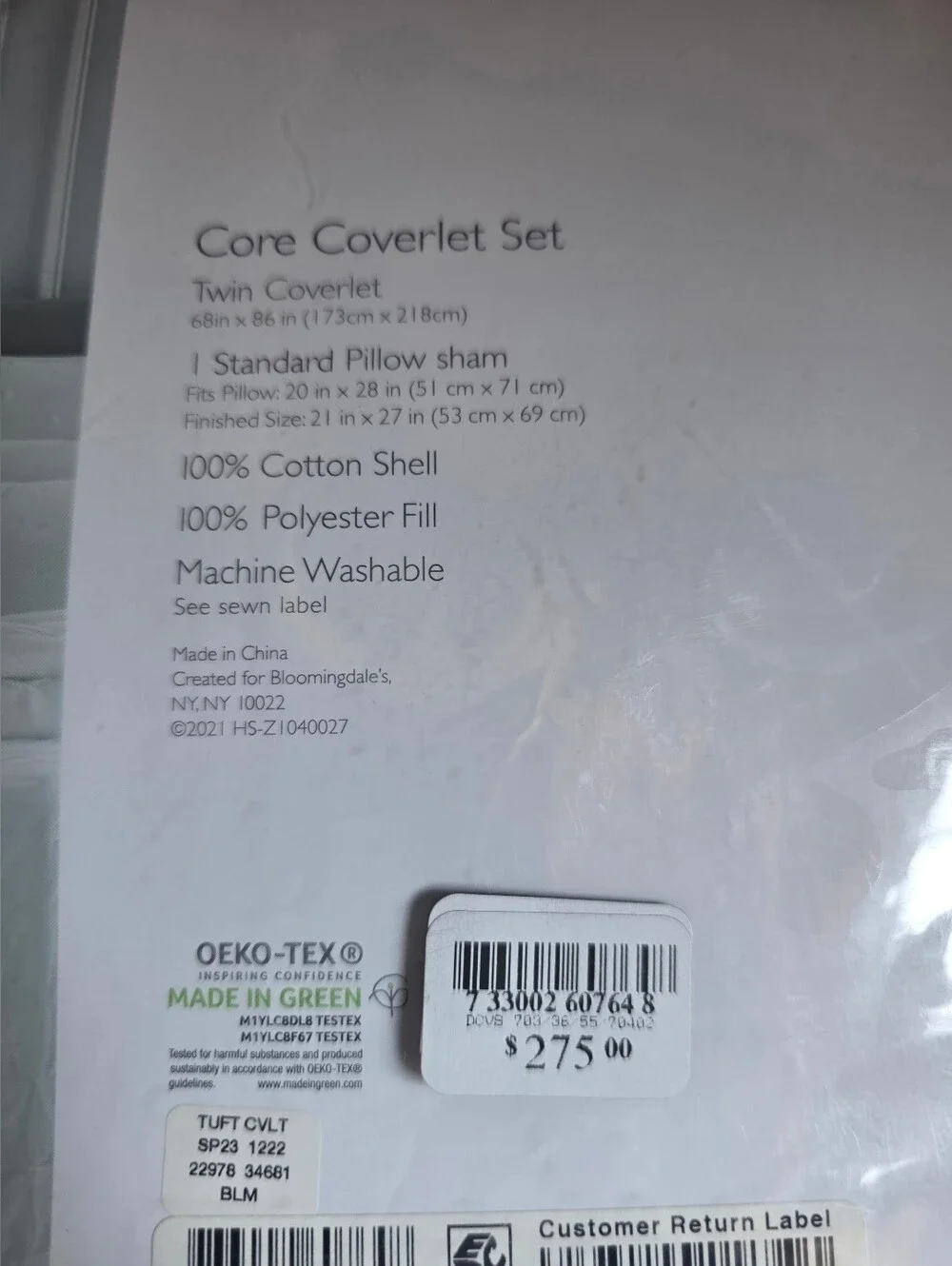 Sky Tufted Quilted Twin 100% Cotton Coverlet Set - Exclusive Bloomingdales. $275